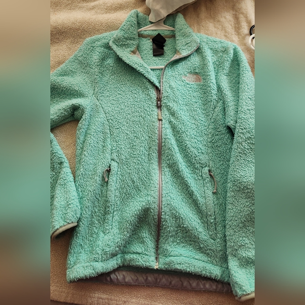 The North Face Light Green Sherpa Jacket SMALL